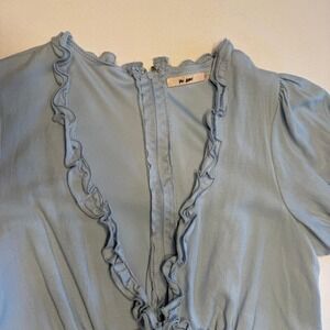 Vi Ami Light Blue Ruffle Tiered Mini Dress | Francesca's | Size Small